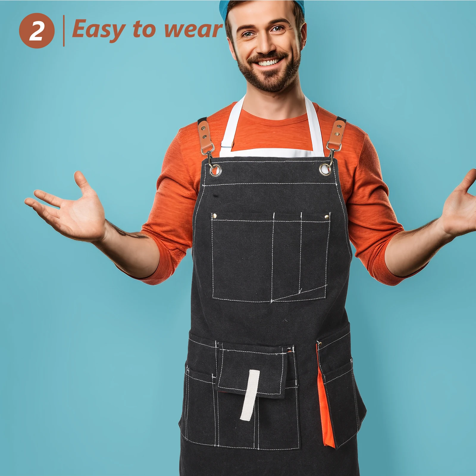 

Work Apron Chef Kitchen Apron With Pocket For Cooking Painting Woodworking Men Women Adults Durable Polyester Cotton