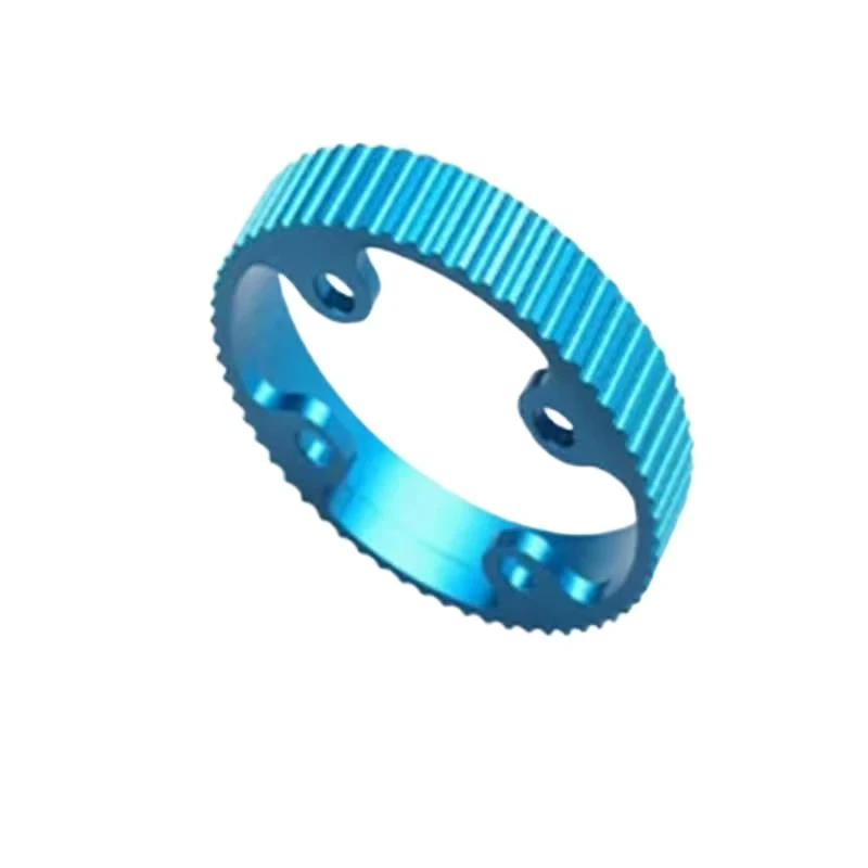Aluminum alloy blue anodized CNC machined with toothed fastening ring Multi-purpose mechanical porous adjustment ring