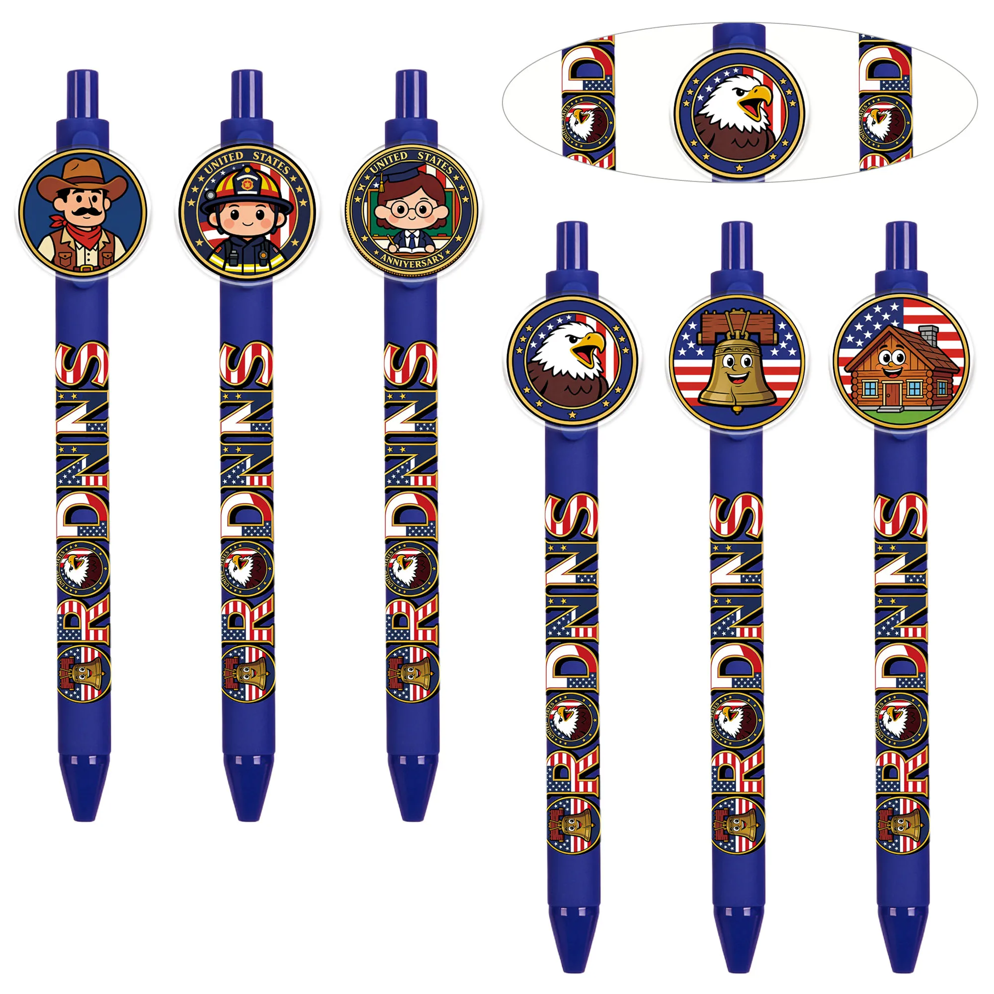 

6 pieces / 12 pieces Independence Day commemorative coin-shaped ballpoint pens, daily office writing and signing pens