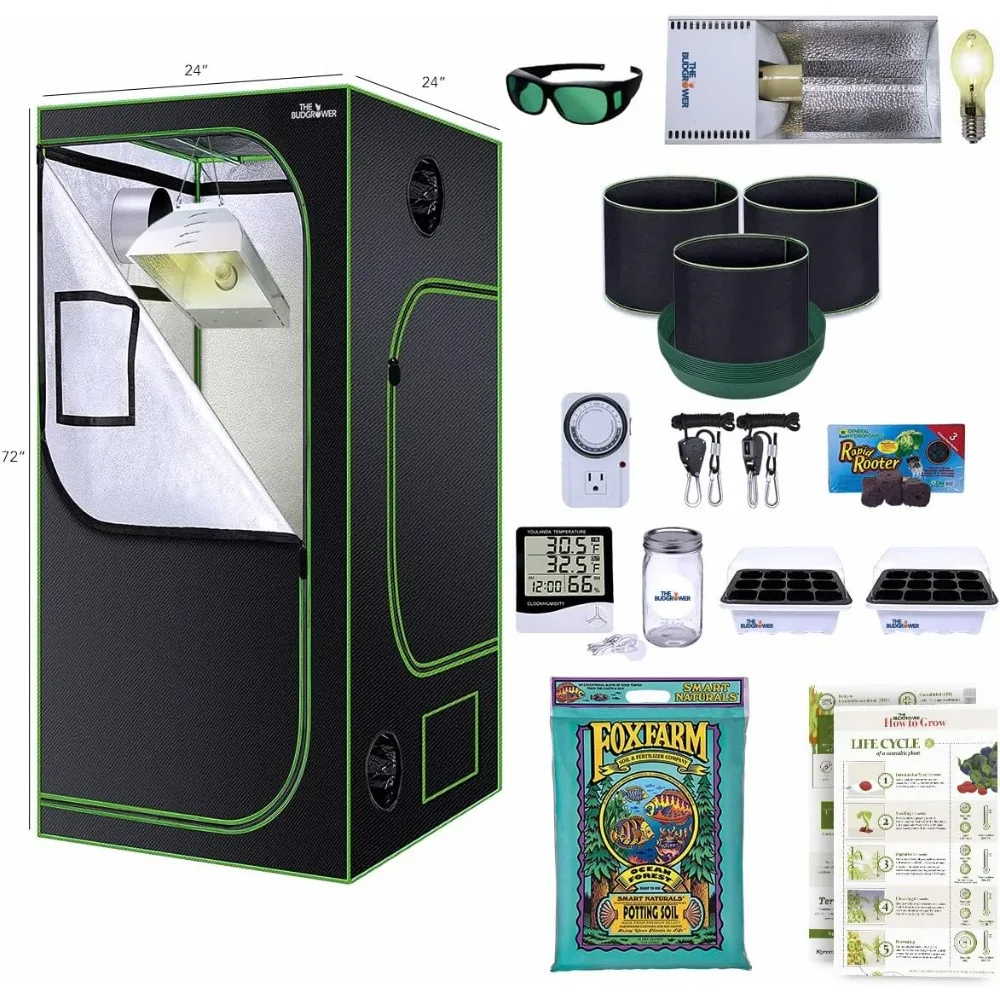 

2x2x6ft 150 Watt HPS 18,200 Lumens Light, Indoor Grow Tent Kit Hydroponics Growing Tent 1680D Canvas-All Items Required