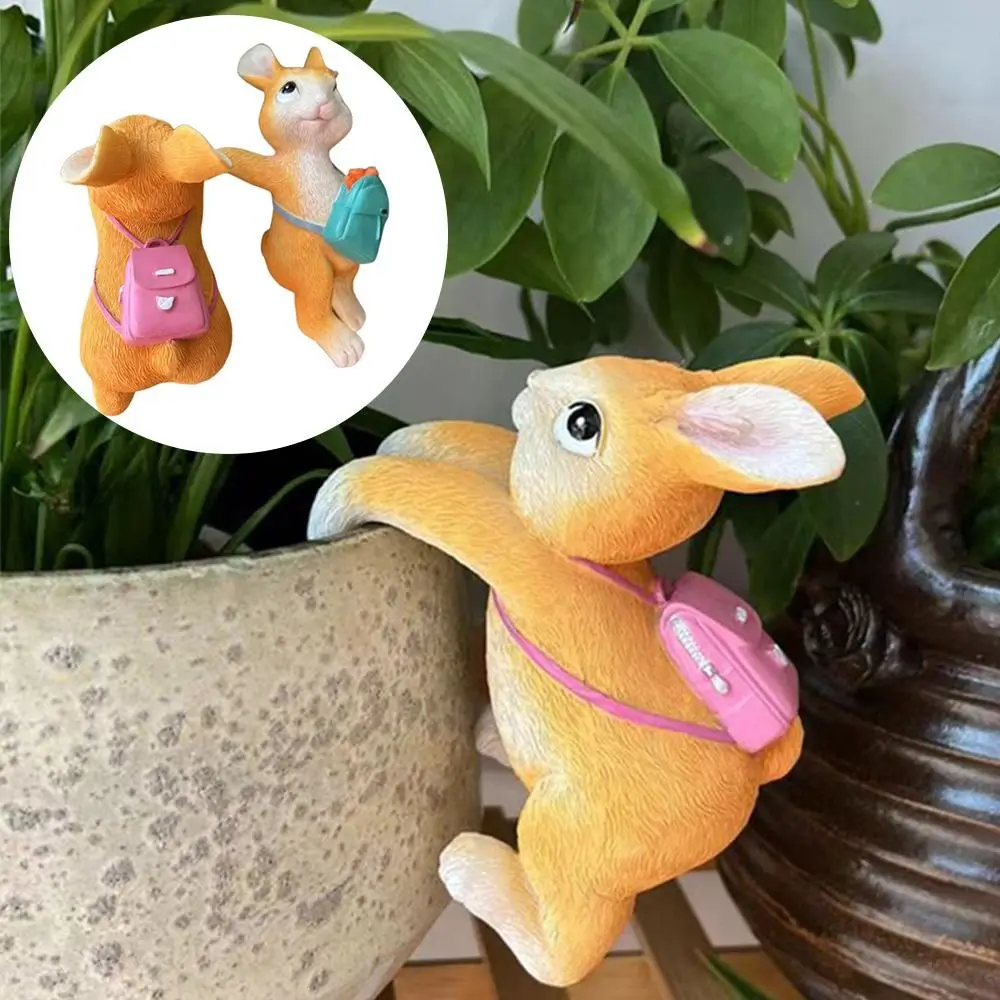 Garden Decor Hanging Garden Ornament Rabbit Pattern with Backpack Rabbit Flower Pot Figurines Decorate Your Flower Pot