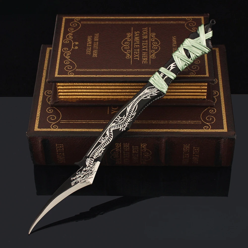 30CM Soul Land DouLuo Continent periféricos Qinglong oscuro cuchillo de talla arma totalmente de Metal modelo adornos coleccionables juguete para niño