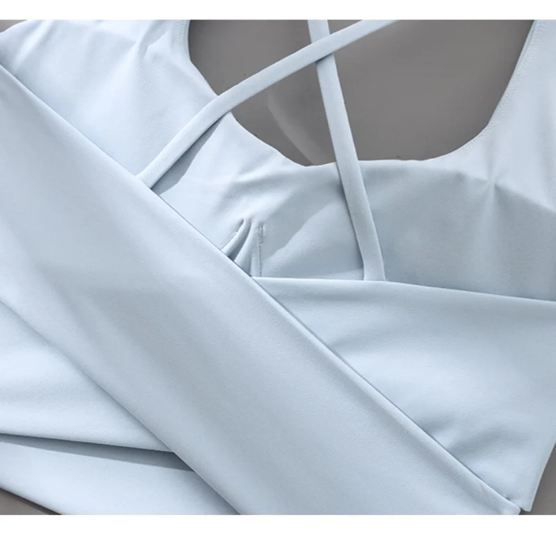 DRUR Dámské sportovní podprsenky s vysokým nárazem, letní bezešvé tílko na jógu, nárazuvzdorné, s kříženými zády, tílko do posilovny, venkovní - náhled 6