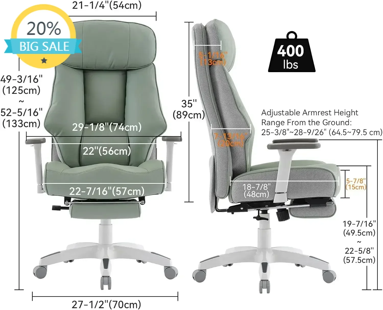 

BestsellerBestsellerXMSJ.Big and Tall Office Chair with Foot Rest, Leather Executive Office Chair Big and Tall, Ergonomic Office
