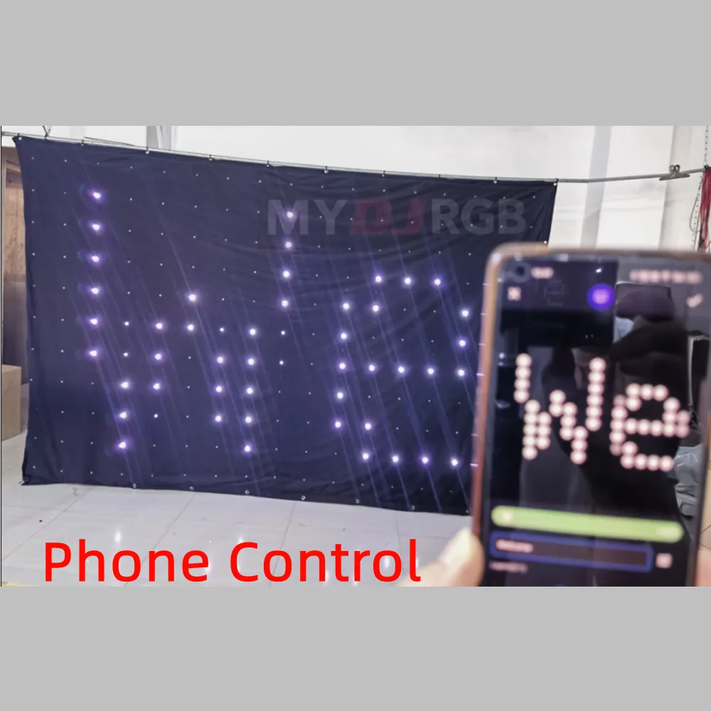 

P10cm 1x2.1M DJ Effect Lights RGB Video Curtain Screen Motion Drape Facade With Phone Control Box For DJ Booths, Stages Weddings