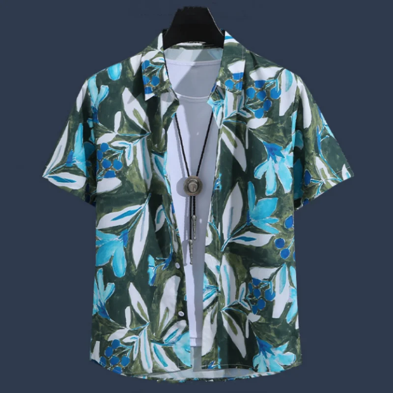 

Hawaii Men's Short Sleeve Shirts New Fashion Holiday Clothes 3D Plant Printed Pattern Casual Beach Tops Men Loose Oversize Shirt