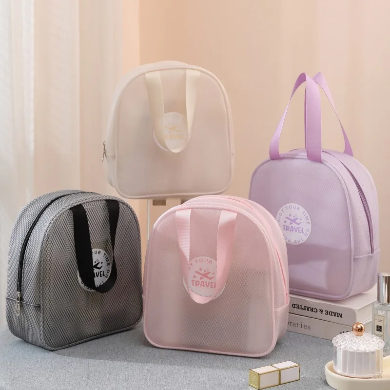 

Beauty Travel Cosmetic Bag,Large Capacity Toiletry Organizer with Wet/Dry Separation,Semi-Transparent Shower Pouch for Women/Men