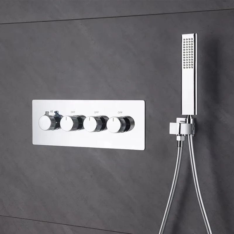 Douche murale carrée pour salle de bain, hôtel, avec grande pomme de douche, système de douche dissimulé en laiton moderne