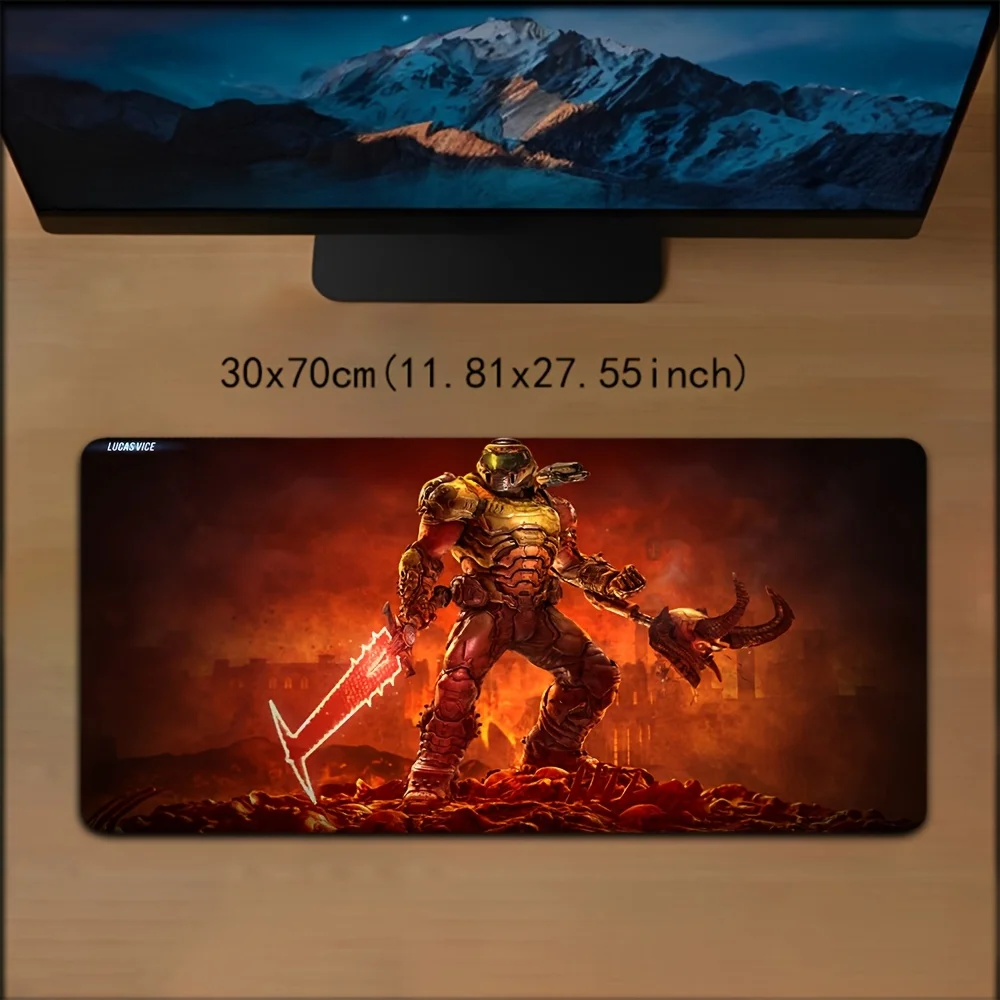 لوحة ماوس ألعاب كبيرة من DOOM S-Slayer، حصيرة مكتب مطاطية كبيرة جدًا مضادة للانزلاق للكمبيوتر الشخصي ولوحات المفاتيح الميكانيكية - 30 × 60 سم / 30 × 70 سم / 30 #4
