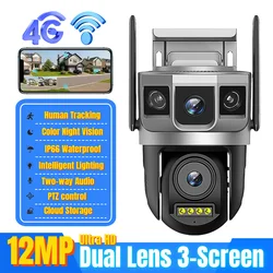 V380 WIFI IP Camera CCTV 4G IP HD waterproof Outdoor Two Lens Three Screen Night Vision smart Security Surveillance PTZ Cameras