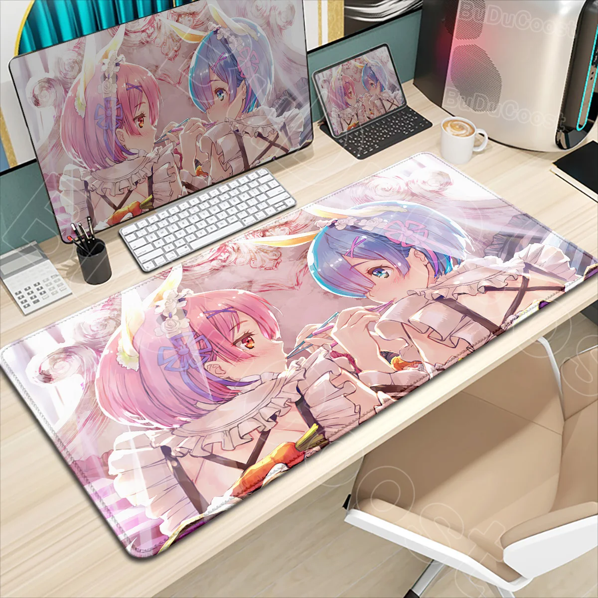 New Kawaii Wallpaper Anime Re Zero Rem Mousepad Gaming Office Rubber Mouse Pad Gamer Desk Mats Keyboard Pad Decoration Mause Pad
