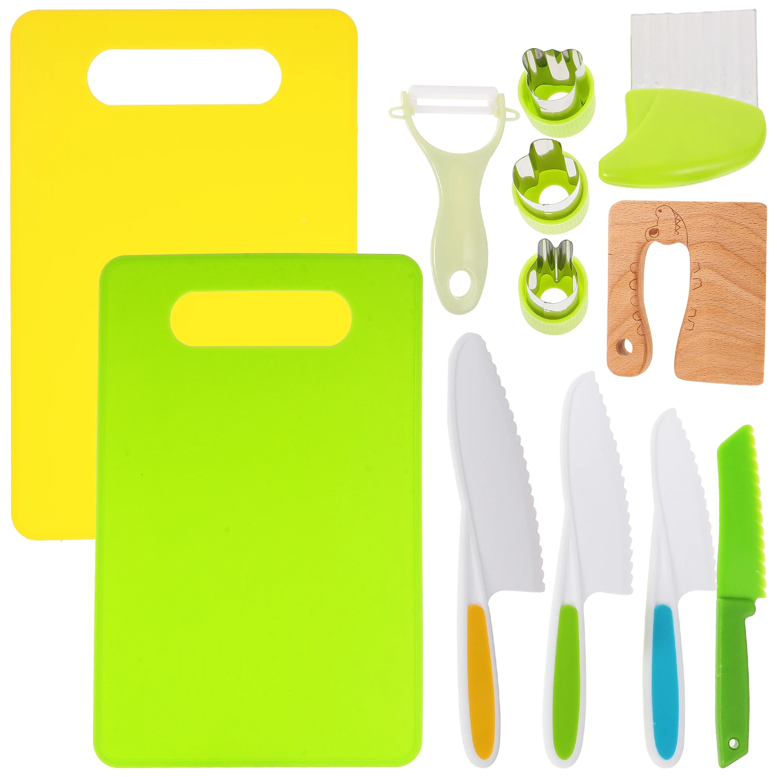 

12 Pieces Kids Cooking Toys Set Safe Wooden Knife Colorful Accessories Pretend Play Kitchen Tools Children Intelligence