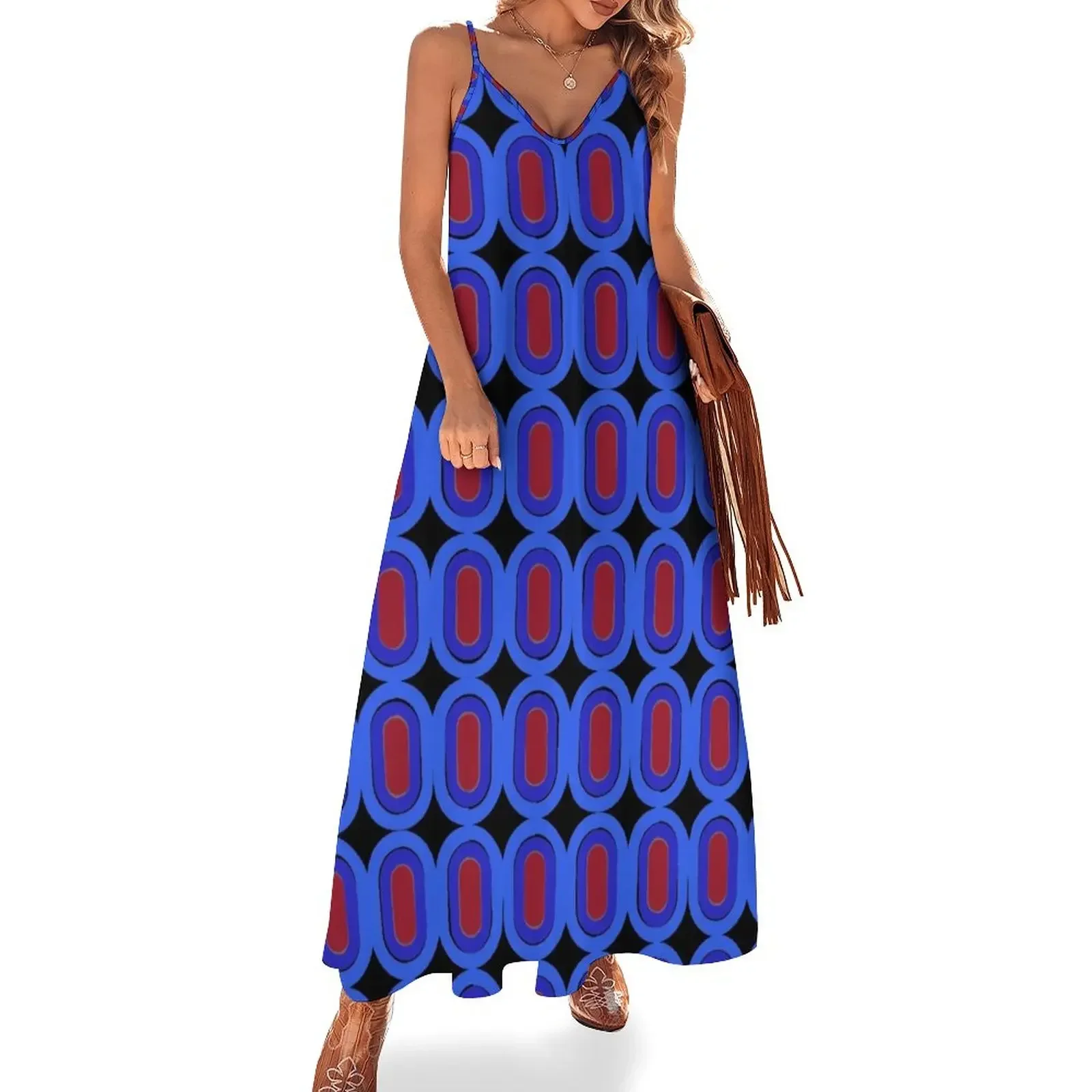 

60s Mod Pattern Sleeveless Dress women clothing 2024 new arrivals elegant chic women dresses promotion Dress