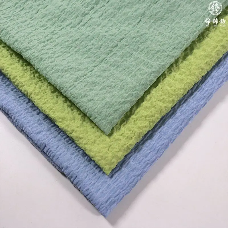 Tessuto plissettato in Chiffon con struttura a bolle al metro per vestiti camicia per vestiti abbigliamento per bambini panno per cucire morbido bianco rosa blu
