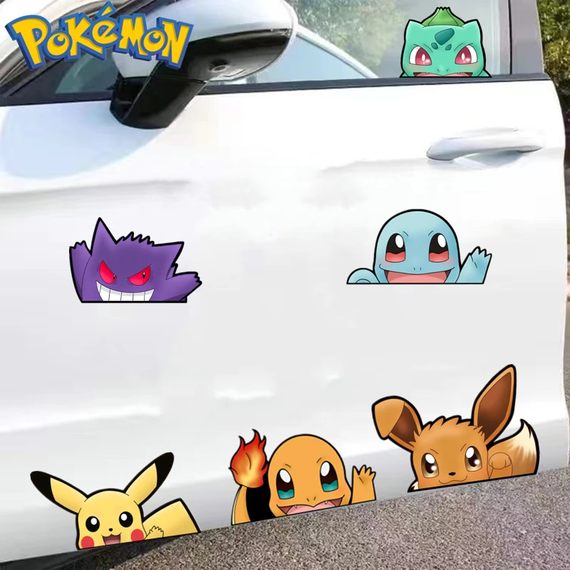 Pokemon Anime Stickers Pikachu Charmander Gengar Eevee Car Decoration Stickers Body Beautification Children\'s Toys BirthdayGifts