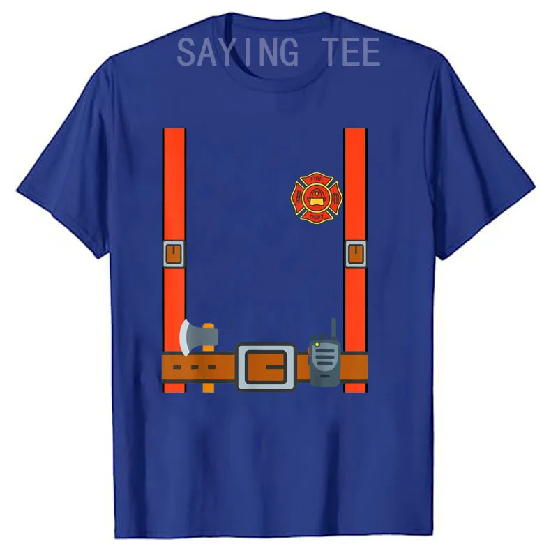 Feuerwehrmann Halloween DIY Feuerwehruniform Lazy Kostüm Anzieh-T-Shirt Y2k Fantastisches Feuerwehrmann-Grafik-T-Shirt Persönlichkeits-Streetwear – Detail 5