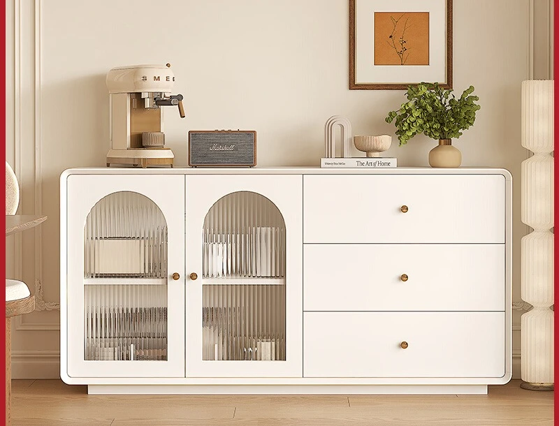 

Cream style dining side cabinet household living room kitchen integrated wall high custom locker storage
