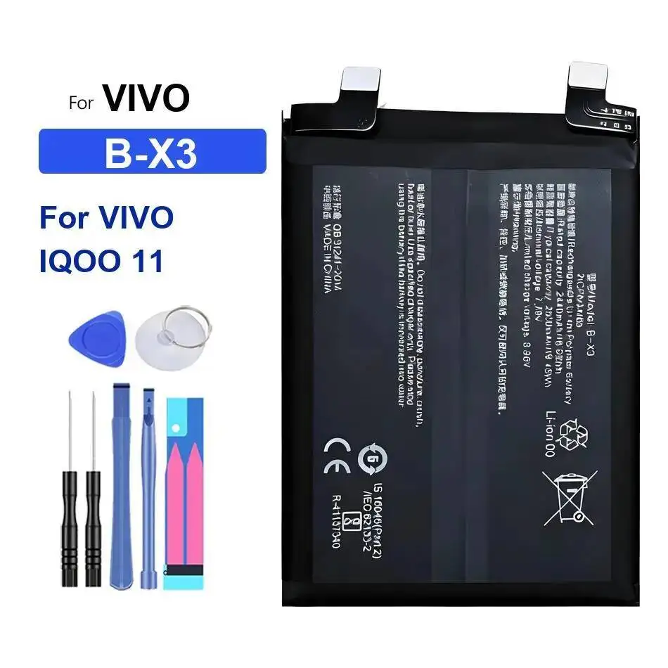 

Premium Replacement For Vivo Iqoo 11 Mobile Phone Battery B-X3 Environmentally Friendly 2500Mah