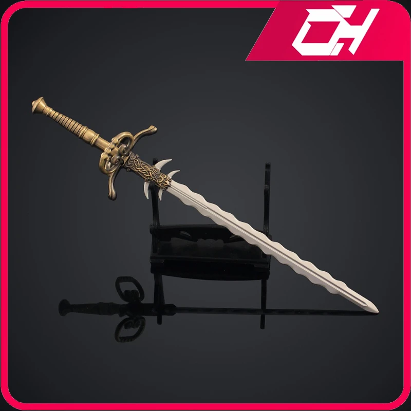 22 سنتيمتر المدمرة الداكنة الله 2 سيف مزدوج اليد مع شفرة مسننة المنشار لعبة نموذج سبيكة تحصيل لعبة هدية مزخرفة