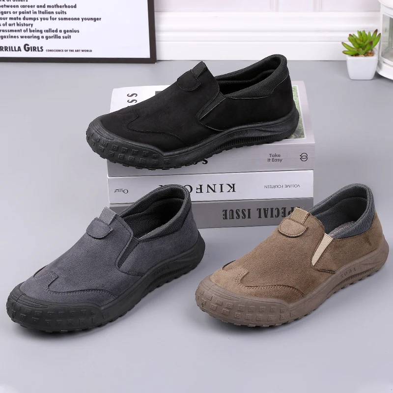 

Мужская повседневная обувь без шнуровки, готовые к работе, нескользящие и прочные, минималистичные, базовый стиль, универсальные повседневные парусиновые кроссовки