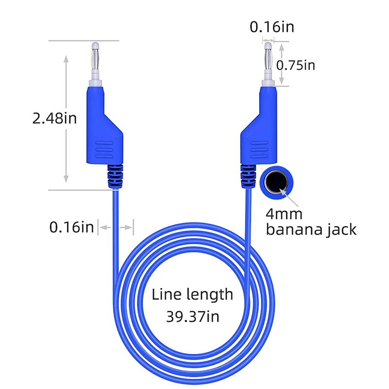 A45U 10PCS Stackable Banana To Banana Plug Test Leads Soft Electrical Test Cable Wire 3.3Ft/1M For Multimeter 1000V 15A