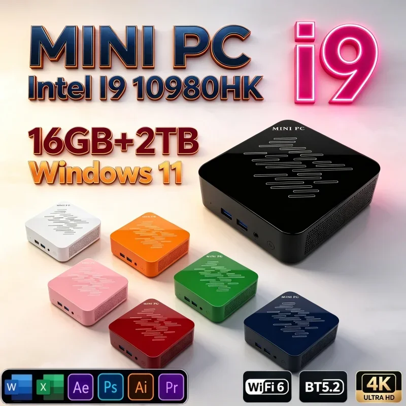 Mini PC Windows 11 Intel I9 10980HK Processor 16GB RAM 2TB SSD 4K UHD WiFi6 BT5.2 Small Form Factor Desktop Computer