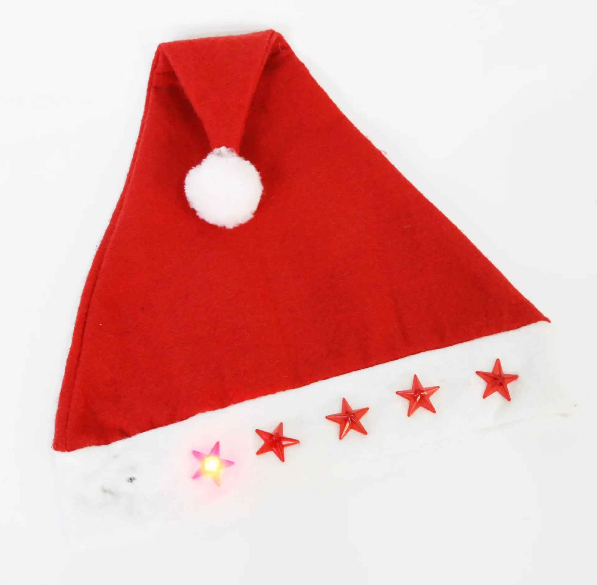 Barato não tecidos engraçado iluminar chapéu de natal festival vermelho chapéus de papai noel para adultos crianças traje de festa de natal