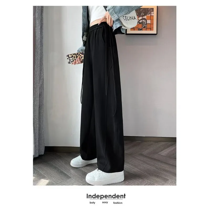 Pantaloni a gamba larga con coulisse delle nuove donne Primavera e autunno Pantaloni a banana dritti drappeggiati Pantaloni sportivi casual femminili alla moda