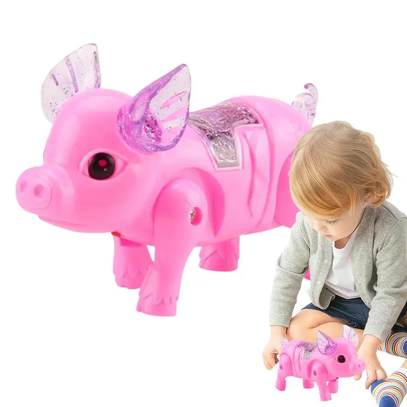 Walking Pig Toy  Electronic Rope Pulling Pets With Light Walk and Music Interactive Pig Pet Toy Animated Gift For Boys And Girls