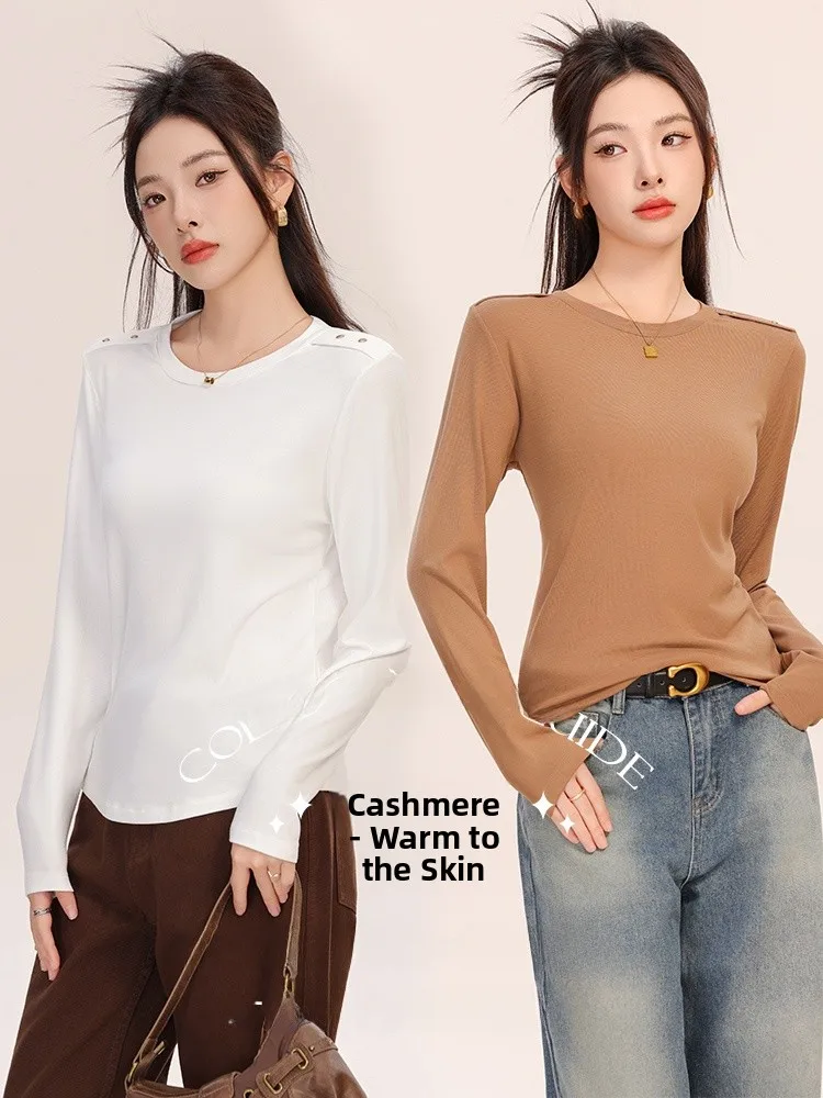 

Модная женская базовая кофта с длинным рукавом, новинка 2026 года, осенне-зимняя верхняя одежда, прямой крой, класса люкс