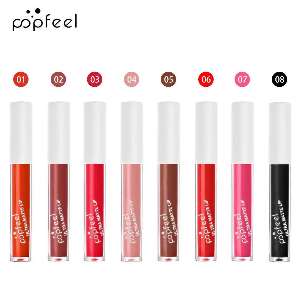 POPFEEL Party Lip Glaze Personality Candy Color Lip Gloss, Black Lip Glaze, Non-stick Cup Long Lasting Lip Gloss