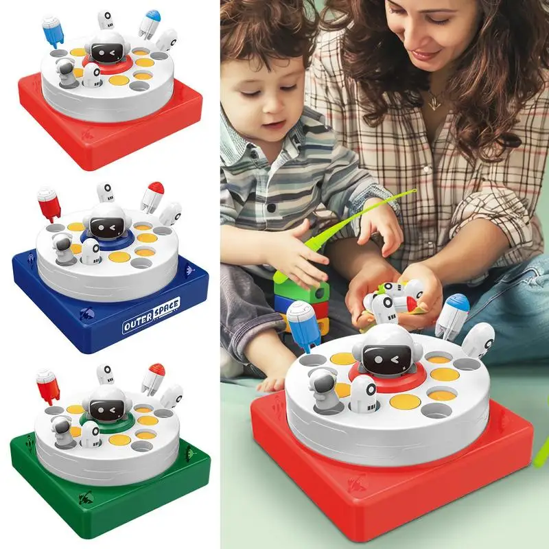 Raket Lancering Speelgoed Pop-Up Raket Bordspel Lancering Raket Disk Vissen Bounce Kids Games Familie Spel Tafel Speelgoed Met Muziek