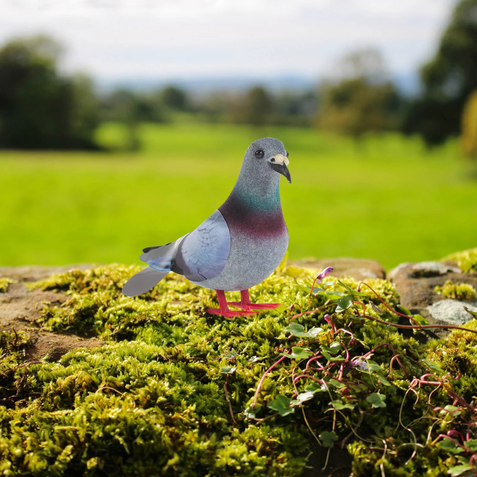 2 Pcs Fake Pigeons Artificial Garden Doves Bird Figurines Figures Decor Lawn Yard Ornaments Sculpture Baby