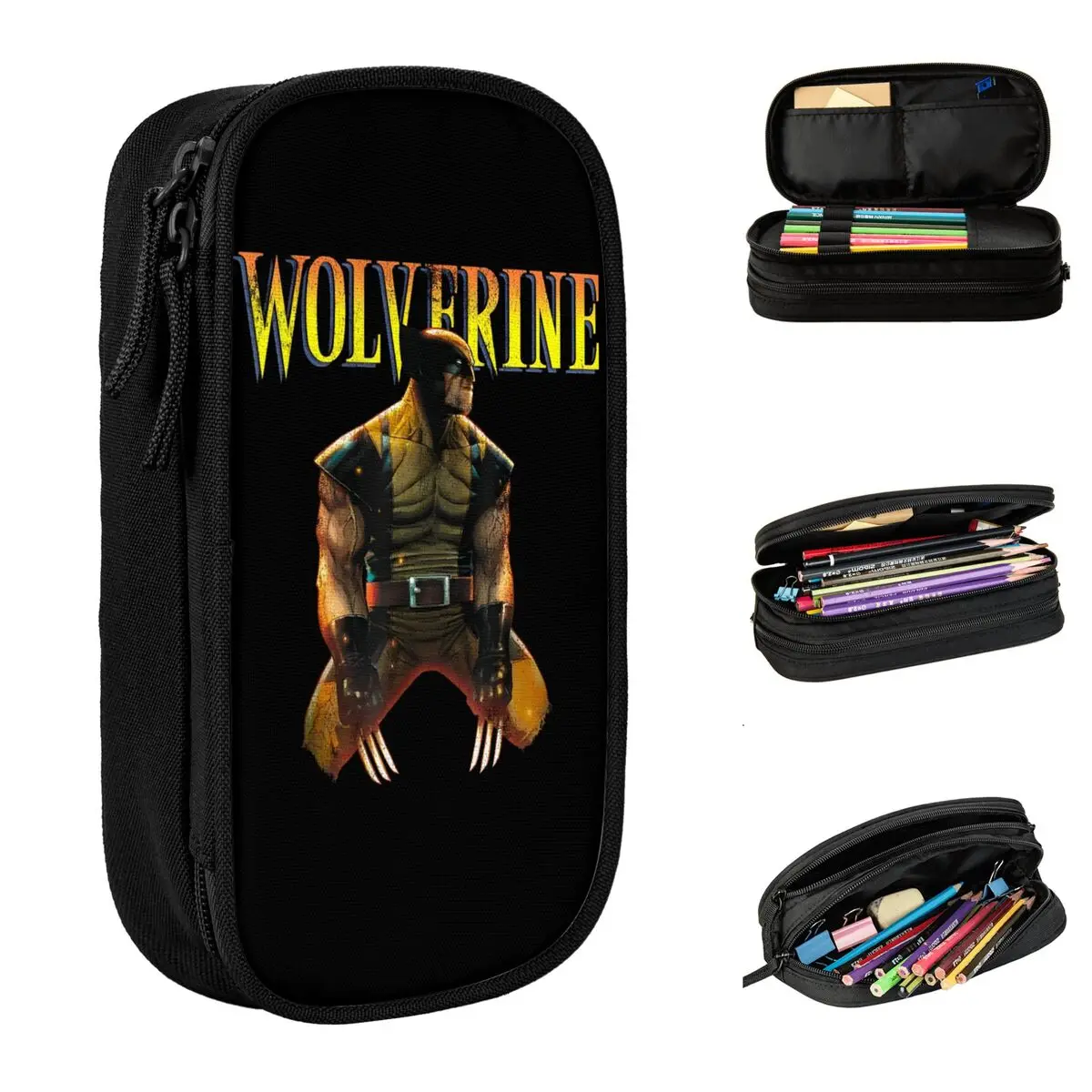 X-Men Wolverine Side Profile Logo Pencil Cases Creative Pen Box Bag Student Large Storage Students School Cosmetic Pencilcases