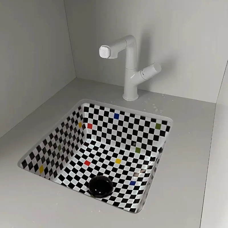 حوض تحت الطاولة حوض غسيل سيراميك مربع الحمام مغسلة منزلية جزءا لا يتجزأ من شرفة مغسلة صغيرة ضيقة الجانب