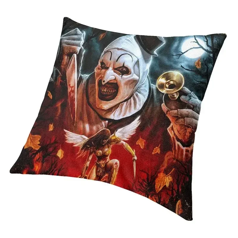 Horror Clown Halloween Movie Terrifier Cushion Cover Velvet Pillow Case Sofa Chair Square Pillowcase Living Room Decoration