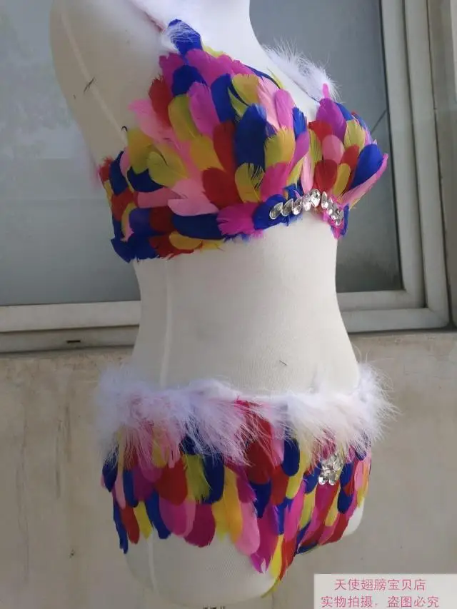 Zestaw Ashion: Czarna spódnica z piórami i szalem, seksowny strój sceniczny damski, body z piórami, strój do tańca, kostium na imprezę i występ.