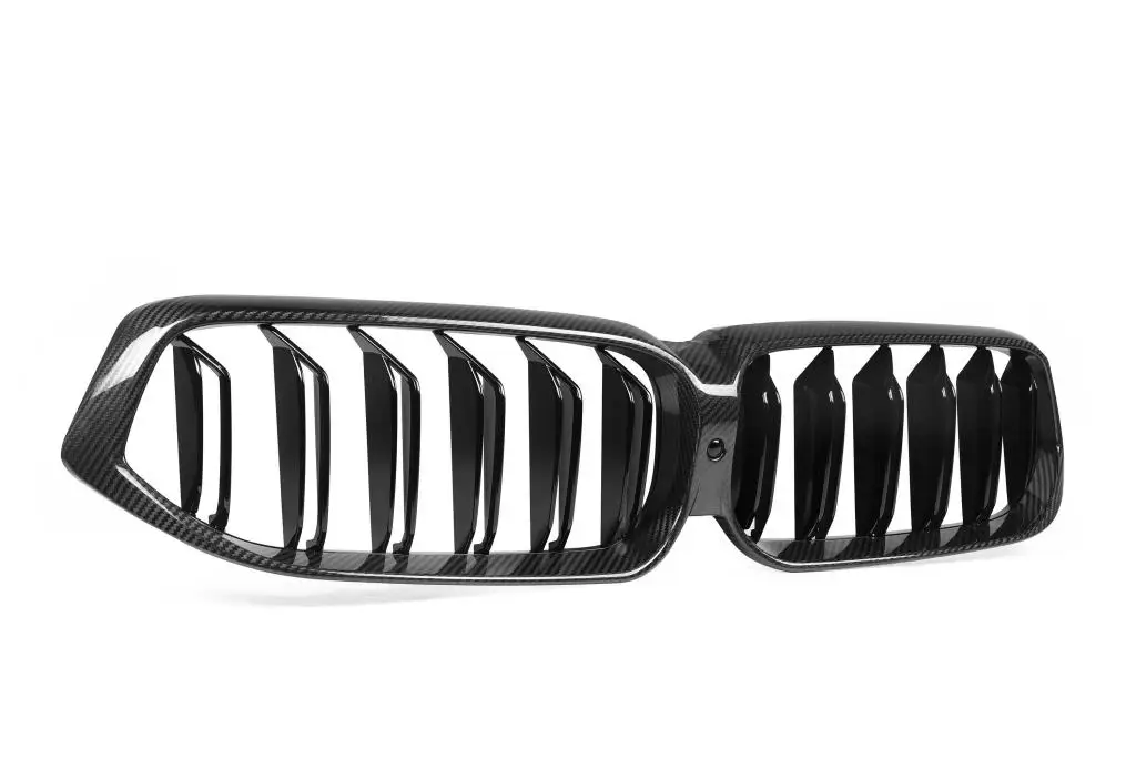 Carbon Glossy Black Front Grille Grill Cover Trims For BMW G32 2021-2022