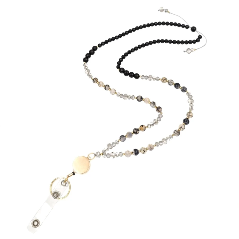 Ожерелье из бусин из натурального камня, выдвижной шнурок, держатель для очков, шнурок