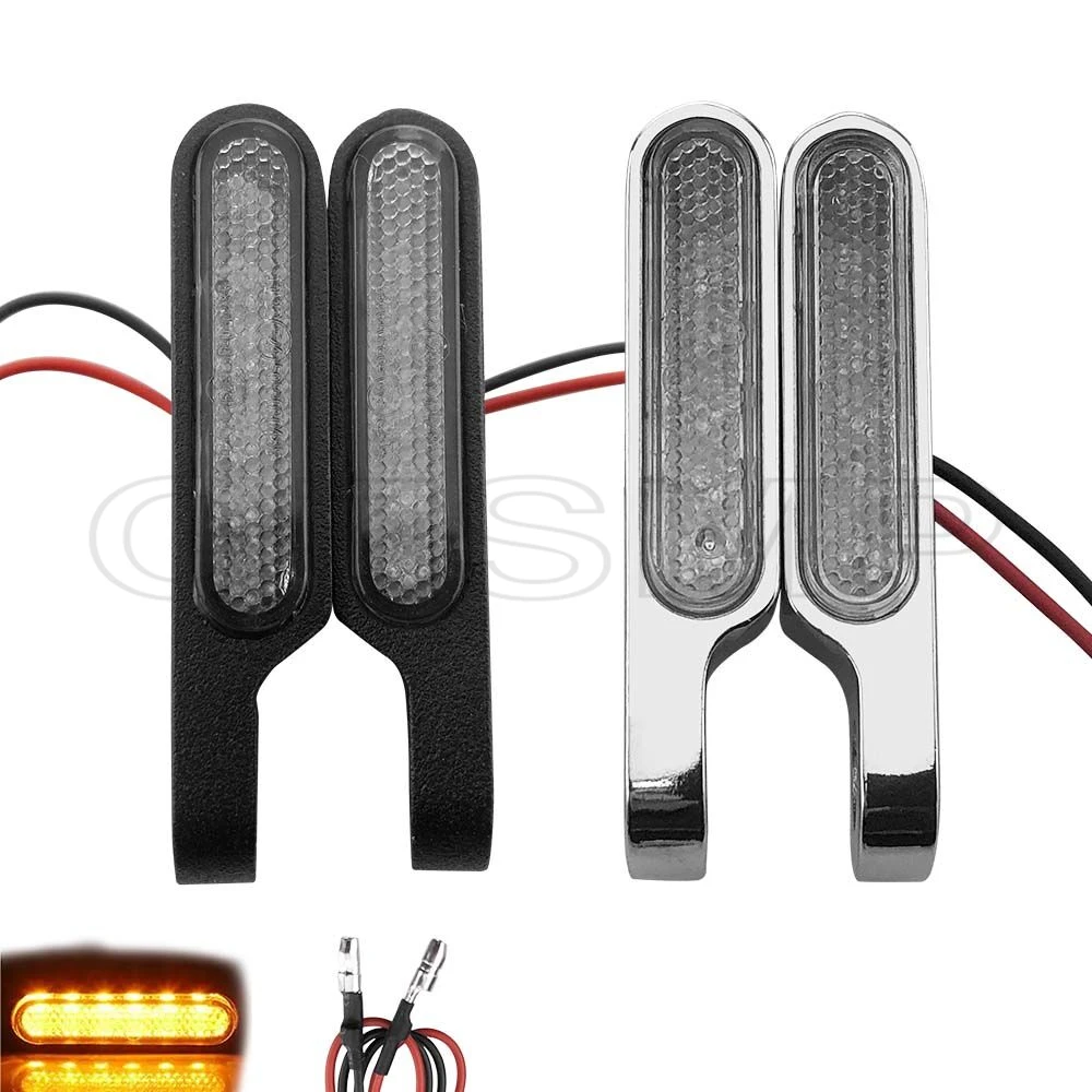 Motorcycle Mini LED Turn Signal Running Lights Handlebar Blinker Indicators Amber Lamps fit For Harley Touring honda yamaha