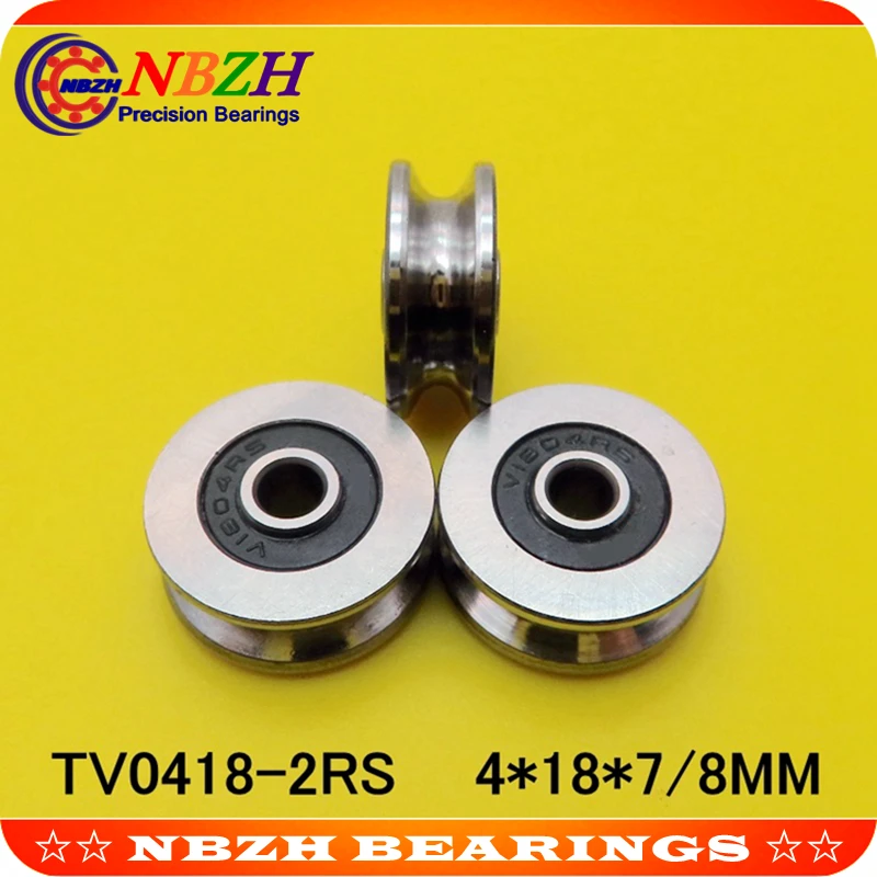 High Quality TV0418  V0418-2RS U624-2RS  JS0418U V1804-2RS U/V Groove Pulley Ball Bearing 4*18*8 mm V1804 0418UU 4x18x7(8) mm