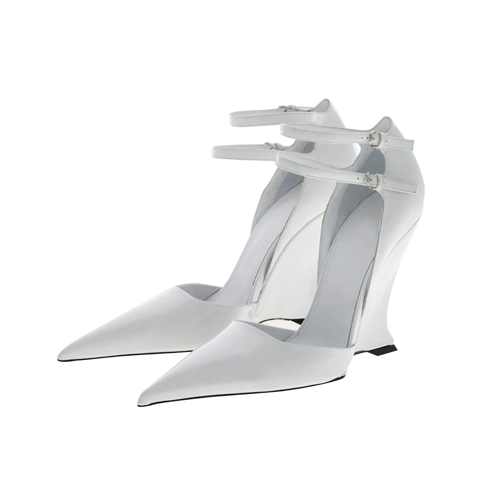 

Women's Wedge Heel Adjustable Double Strap Buckle Pointed Toe Pumps Party Dress Fashion High Heels