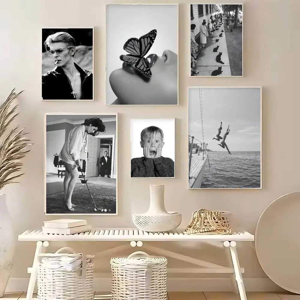 Black White Vintage Sexy Woman Man Smoking Actor Photography Poster Canvas Wall Art Print for Living Room Home Decor