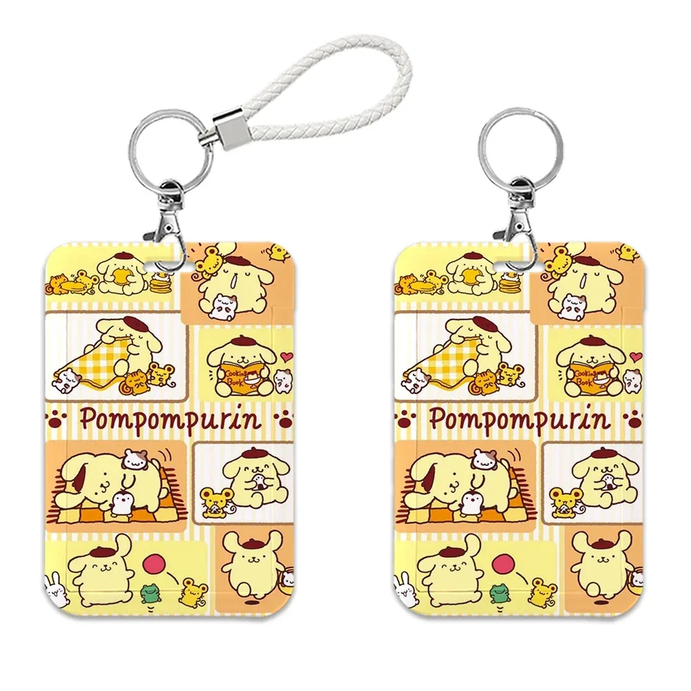 سانريو Kawaii الرقبة اسهم Pompompurin الكلب معرف شارة حامل حزام بطاقة العمل حافلة الوصول حامل بطاقة سلاسل المفاتيح الملحقات