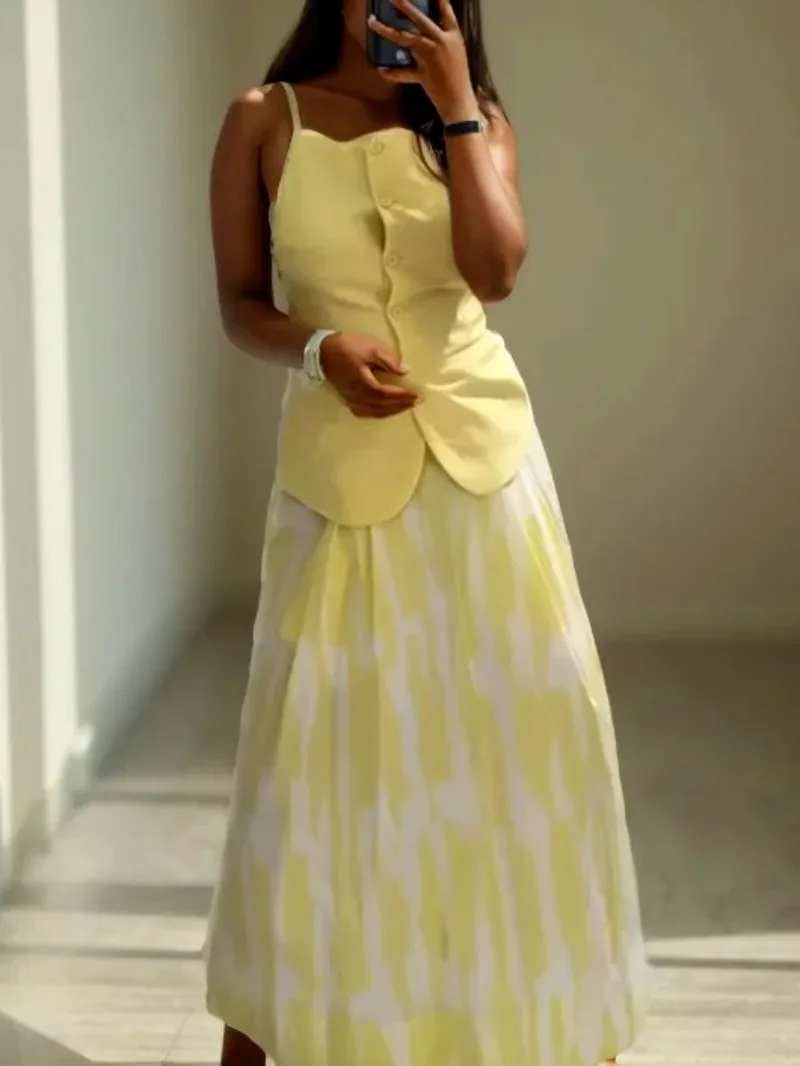 

High Street A-line Long Skirts for Women 2025 Spring Summer New Women's Fashion and Leisure Versatile Printed Vintage Skirts