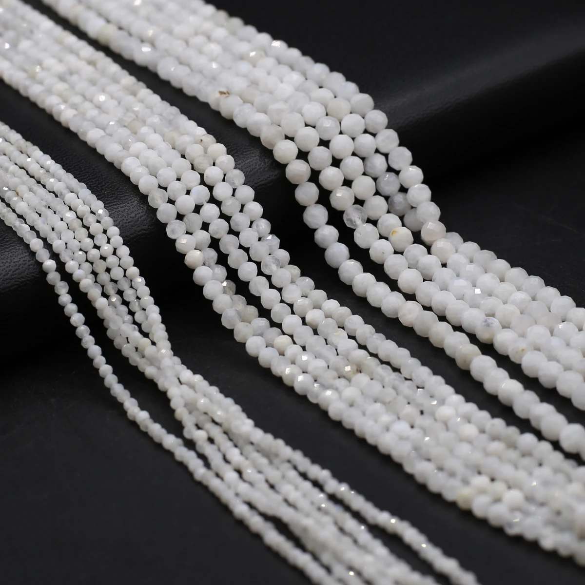 Natürliche Mondsteinperlen, facettierte runde weiße Achate, lose Abstandsperlen für die Herstellung von DIY-Schmuck, Armband, Halskette, Zubehör – Detail 8