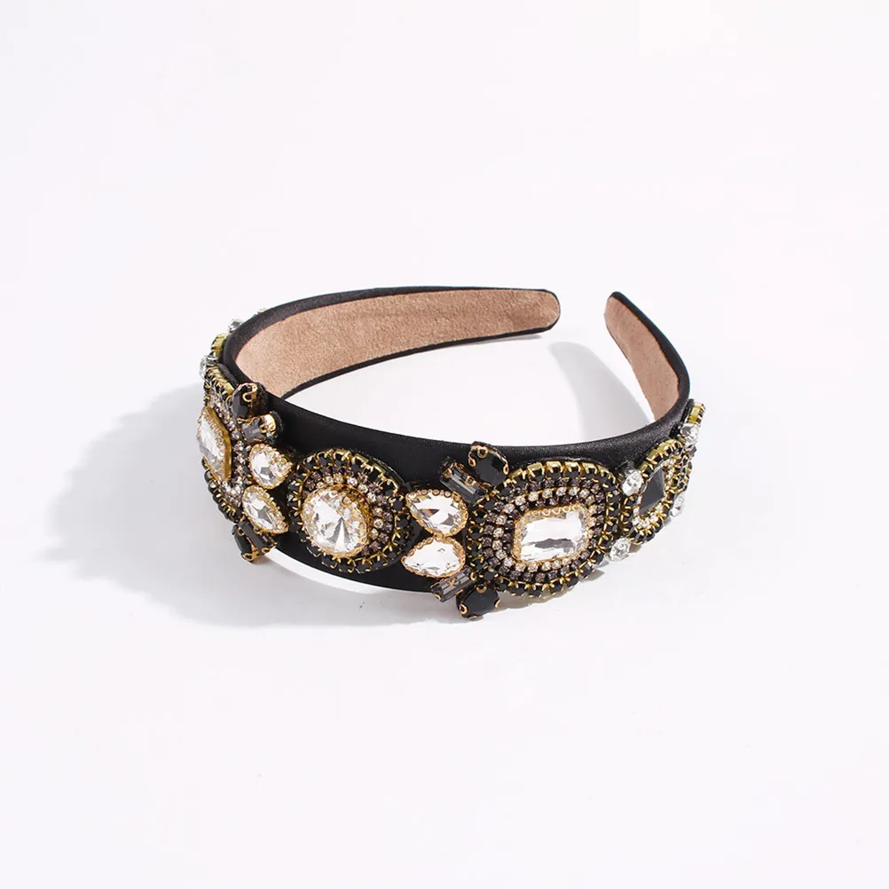 

1Pcs Glass Rhinestone Headband White Wide Vintage Style Hair Hoop for Party Daily Fashion Headband Women Hair Decoration