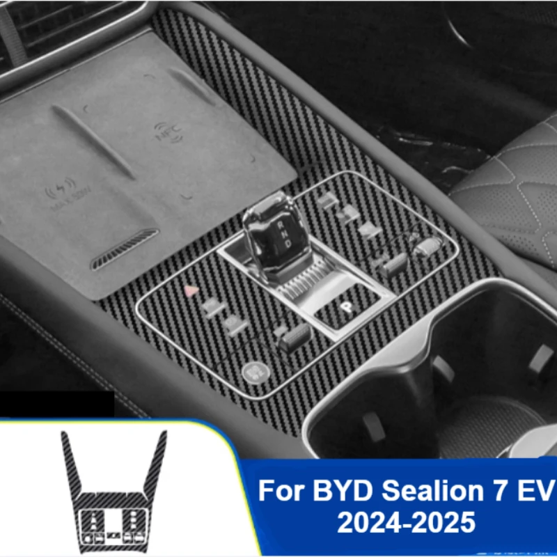 

For BYD Sealion 7 EV 2024-2025 Car Central Control Film Interior Steering Wheel Decoration Carbon Fiber Sticker Accessories