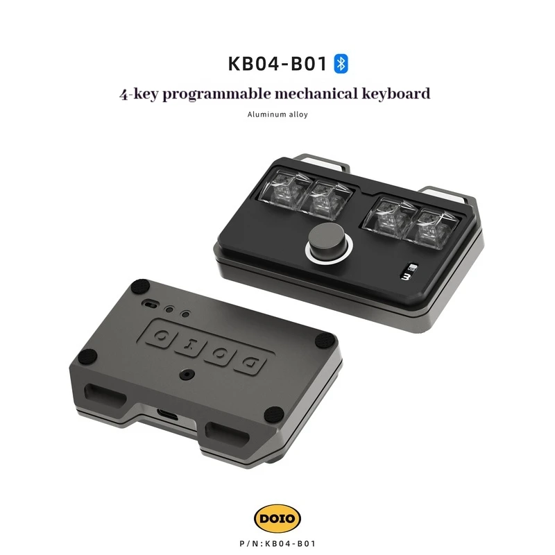 Doio CNC Designer لوحة مفاتيح ميكانيكية صغيرة 4 مفاتيح قابلة للبرمجة Rgb QMK عبر غطاء الكمبيوتر سبائك الألومنيوم مخصصة بلوتوث لاسلكي