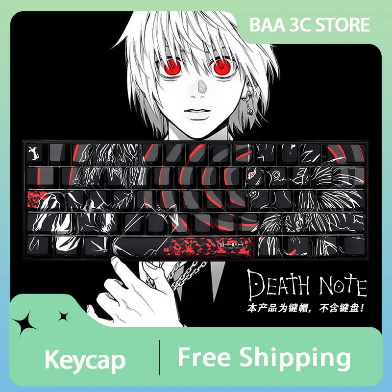 136 Keys Death Note Keycap PBT Dye Thermal Sublimation Cherry Profile DIY Keycaps for 61/68/75/96 MX Gaming Keyboard Accessories